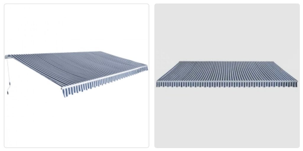 VidaXL - Luifel uittrekbaar 6m x 3m, blauw wit, Ophalen, 450 cm of meer, Nieuw, 150 tot 300 cm