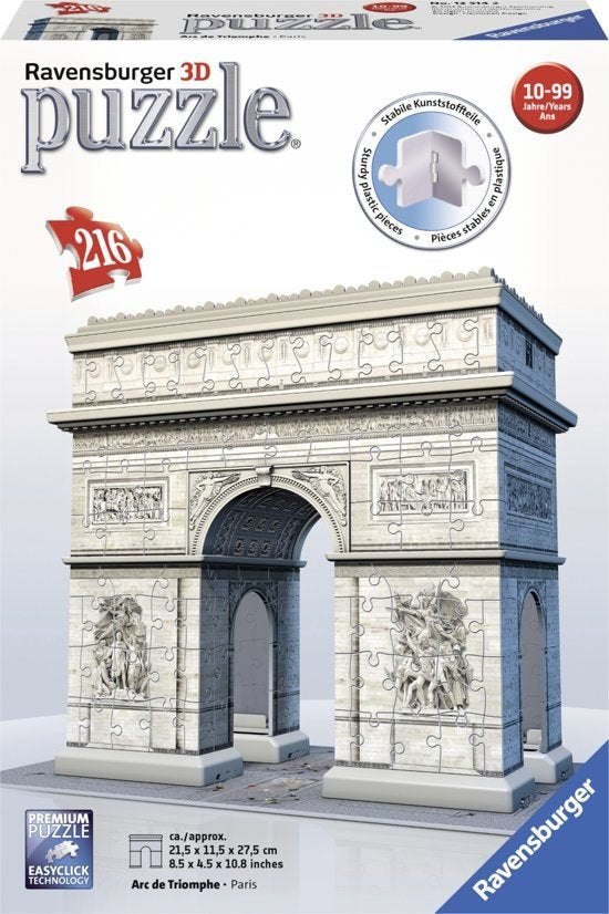 Ravensburger: 3D Arc de Triomphe Parijs, Hobby en Vrije tijd, Denksport en Puzzels, Verzenden, Minder dan 500 stukjes, Nieuw, Rubik's of 3D-puzzel