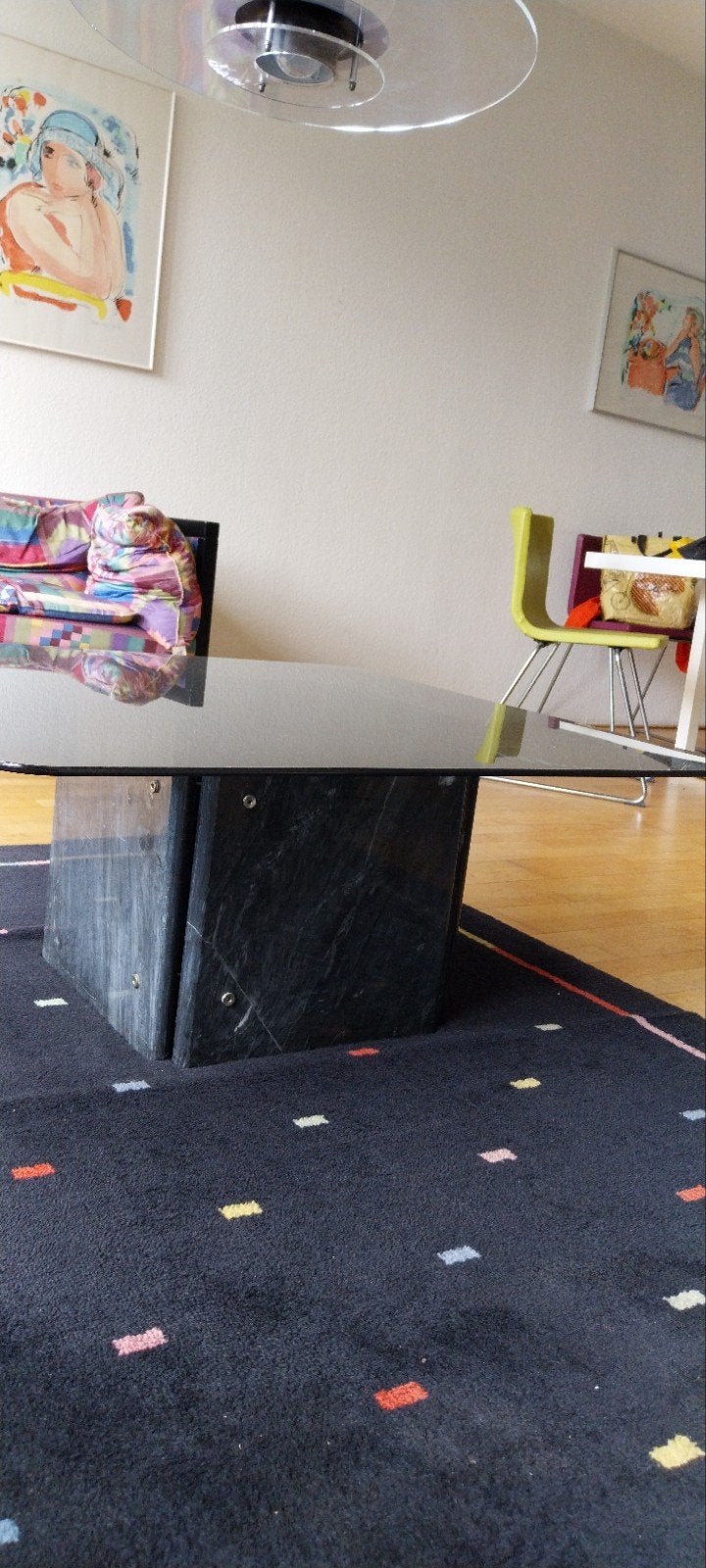 Salontafel, glas. Marmer, Ophalen, Gebruikt, 50 tot 100 cm, 50 tot 100 cm