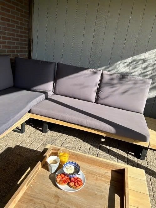 Tuinset Lounge bank en hocker, Ophalen, Overige materialen, Gebruikt, 6 zitplaatsen