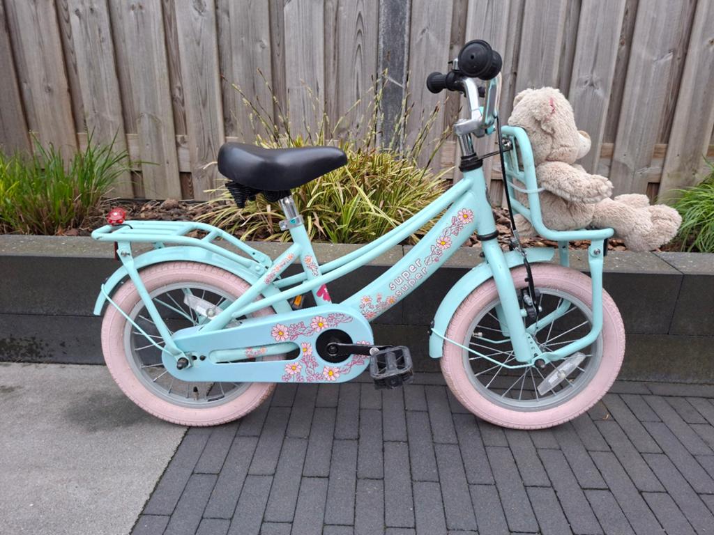 Supersuper Lola 14 inch meisjes fiets, Fietsen en Brommers, Fietsen | Kinderfietsjes, Ophalen, Zijwieltjes, Supersuper, Minder dan 16 inch