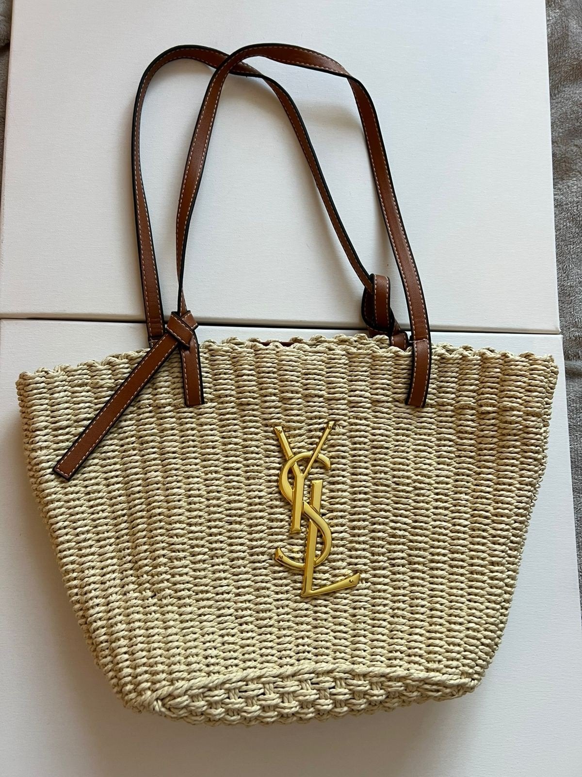 YSL Panier Raffia Basket Tote, Ophalen of Verzenden, Zwart