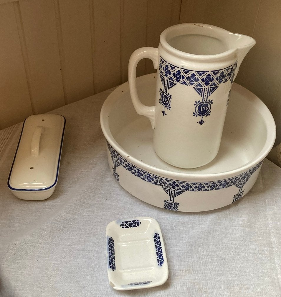 Antiek Lampetstel - Art Deco Keramiek (4-delig), Ophalen