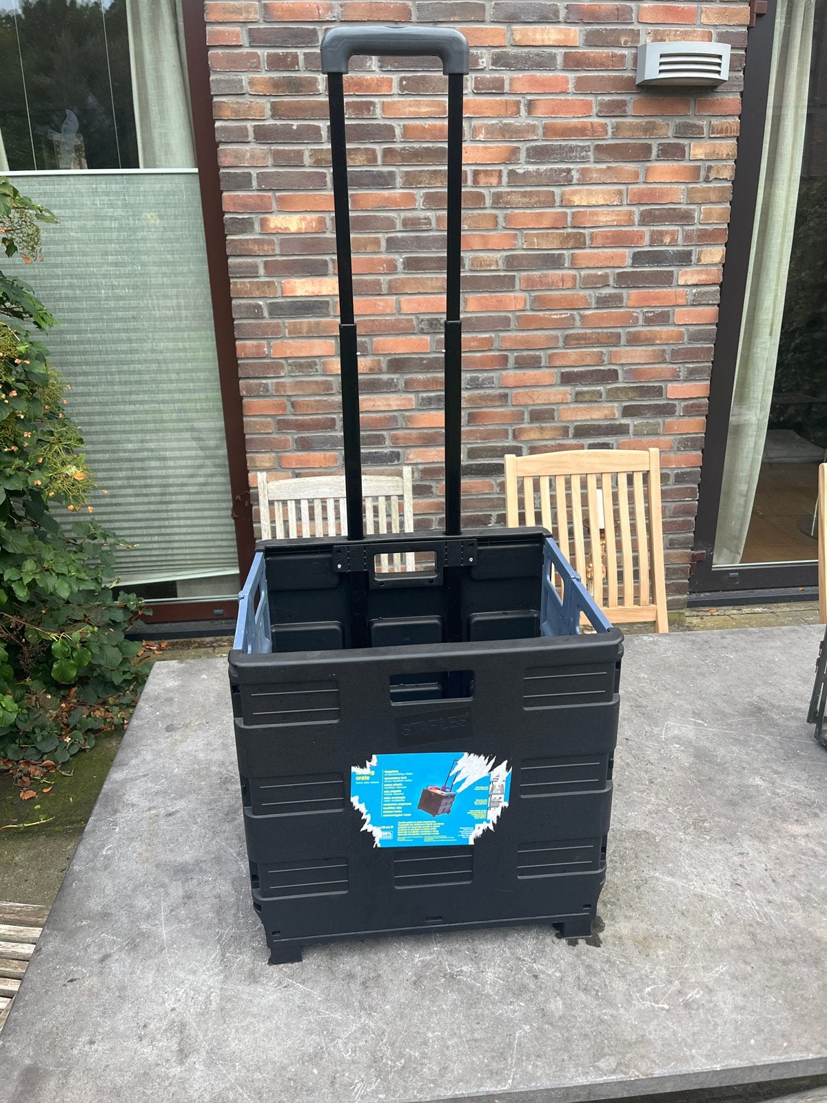 Opvouwbare Staples Klapkrat met Wielen en Uitschuifbaar Hand, Ophalen, Gebruikt, Opvouwbaar, Minder dan 50 cm