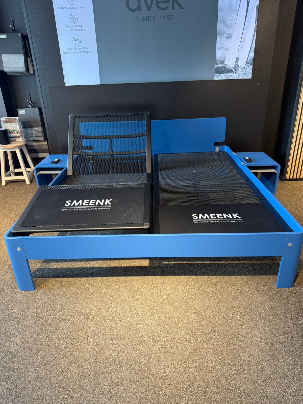 Auping Auronde 1500 180/200 2M elektrisch! Royal Blue -50%, Ophalen of Verzenden, 180 cm, Hout, Nieuw