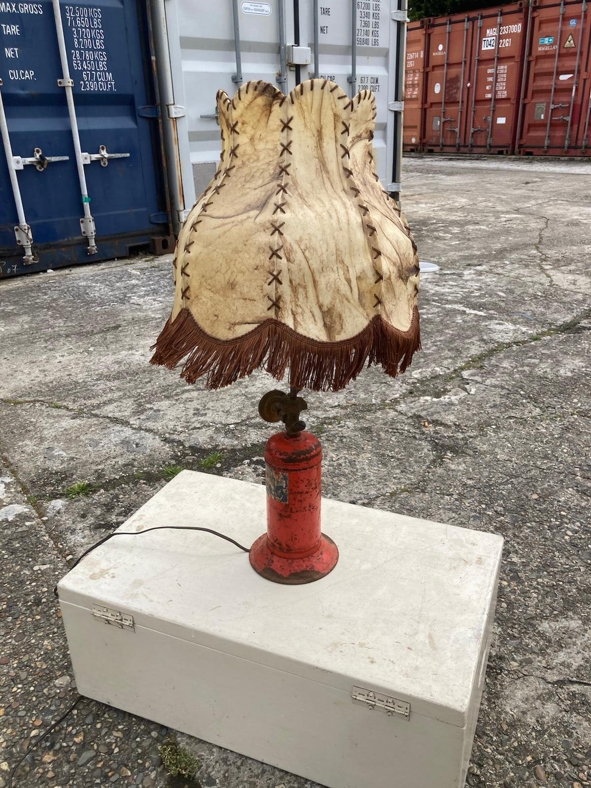 Unieke vintage tafellamp - brandblusser design, Antiek en Kunst, Ophalen of Verzenden