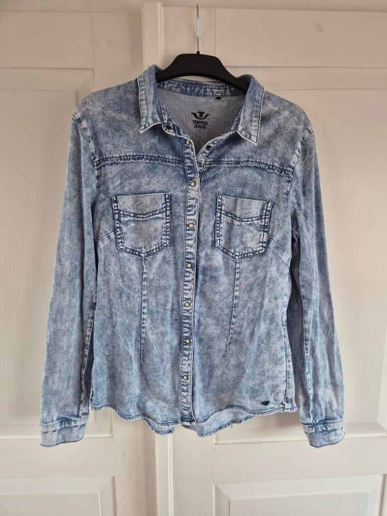 Tripper Jeans denim blouse maat L (valt klein), Kleding | Dames, Blouses en Tunieken, Gedragen, Maat 42/44 (L), Blauw, Ophalen of Verzenden