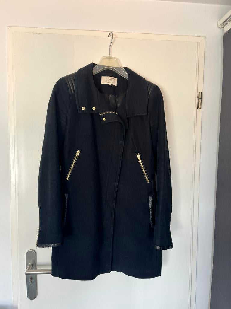 Zara zwarte jas L goud zwart leer trenchcoat tussenjas, Ophalen of Verzenden, Gedragen, Maat 42/44 (L), Zwart