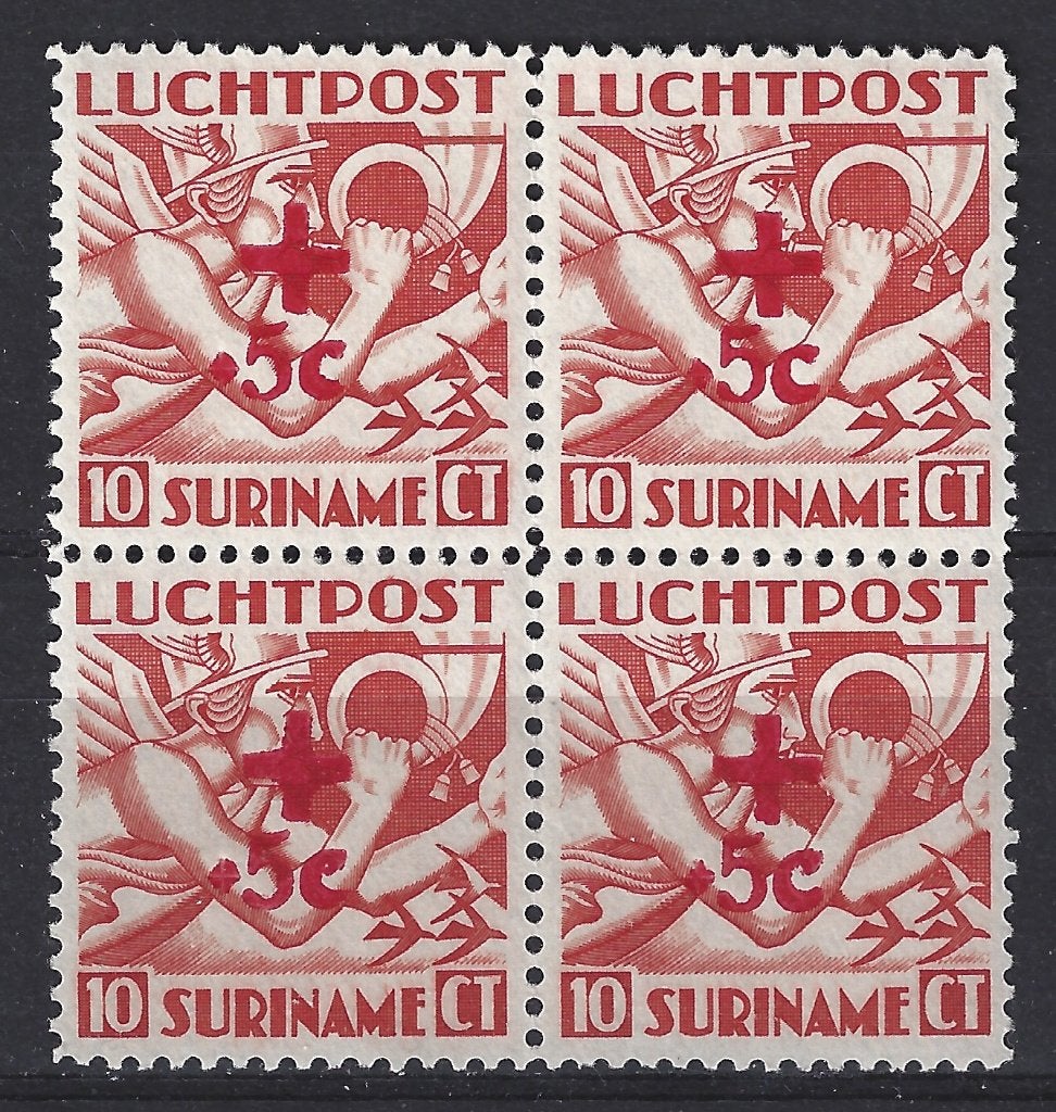 Luchtpost 23 blok PF Rode Kruis 1942 NU MEER SURINAME KIJK, Ophalen of Verzenden, Postfris