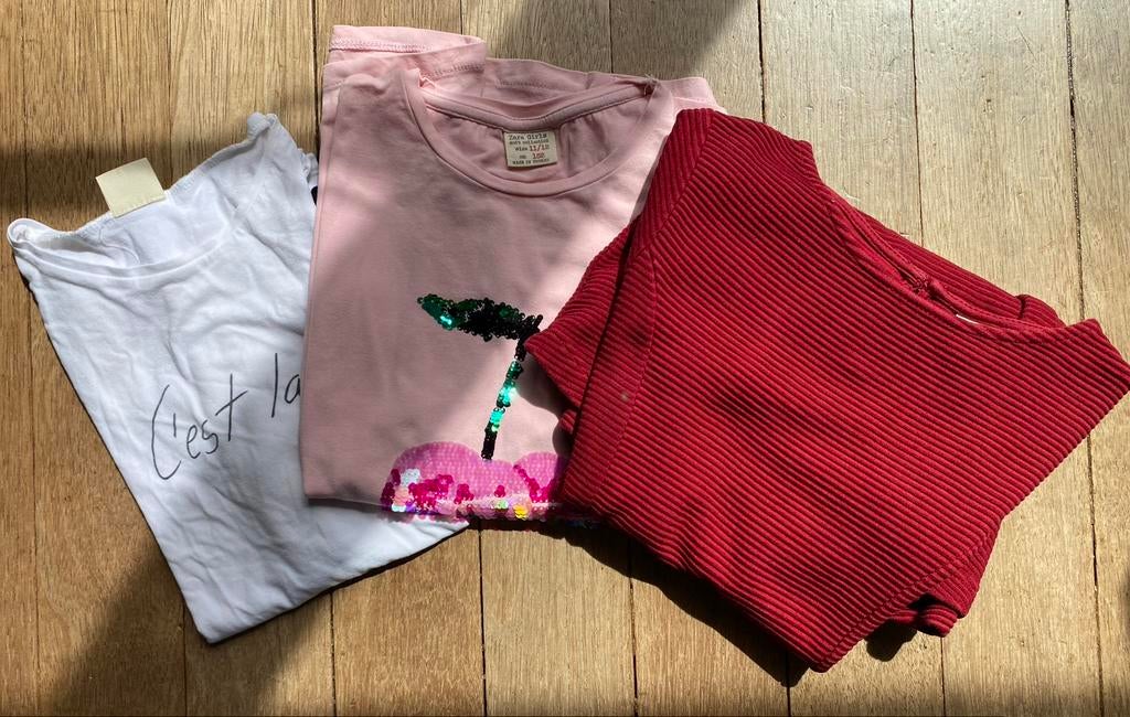 Jurk en 2 shirts, maat 152, Ophalen of Verzenden, Zo goed als nieuw, Meisje, Setje