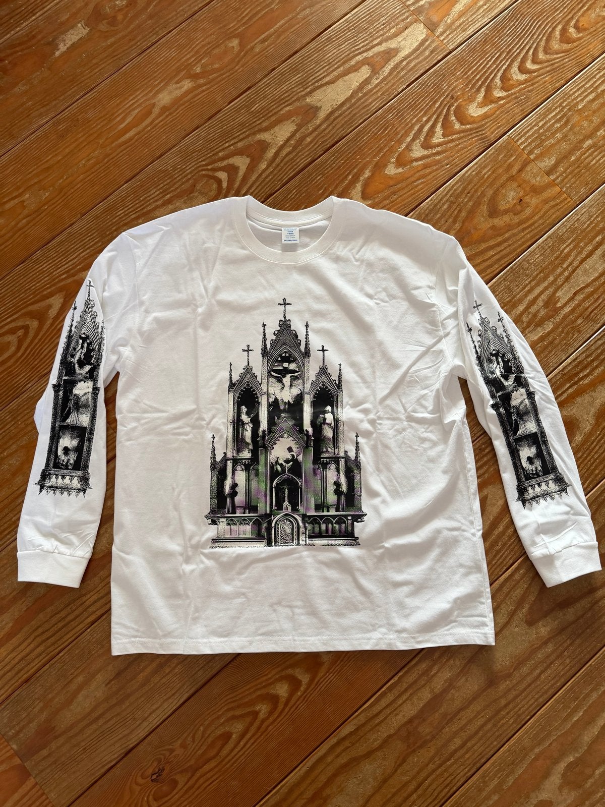 Wit T-shirt met lange mouwen en gotische print, Ophalen of Verzenden, Nieuw, Overige maten, Wit