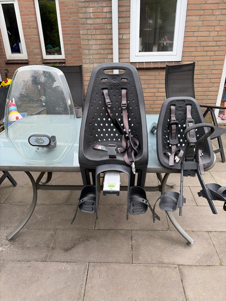 Set Yepp fiets stoeltje + windscherm & adapter, Ophalen, Zo goed als nieuw
