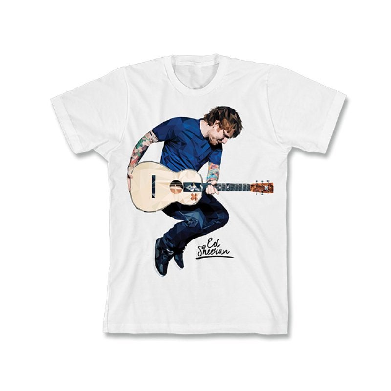 Ed Sheeran merch White ED Guitar t-shirt shirt wit maat S, Ophalen of Verzenden, Nieuw, Kleding