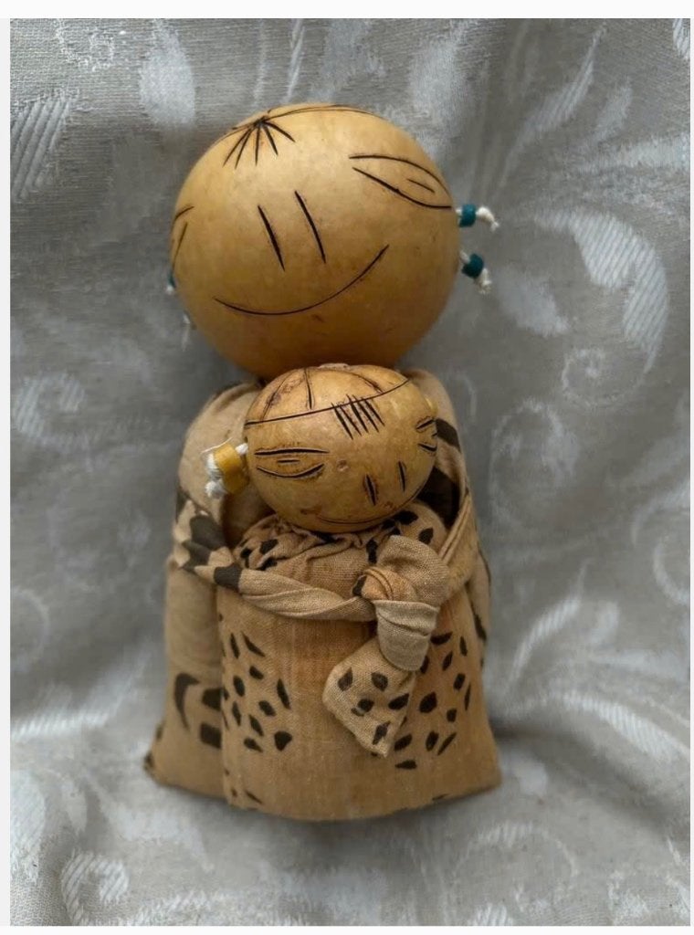Kalebassen mama en baby poppen 24 cm, Nieuw, Ophalen of Verzenden, X, Pop