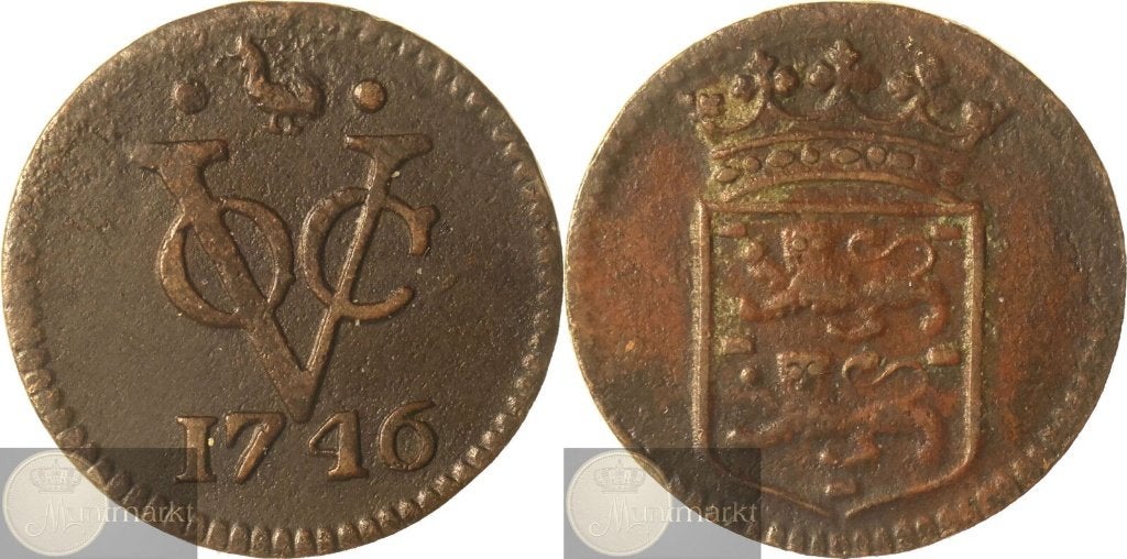V.O.C. - West-Friesland - Duit 1746 - Medemblik - Romeinse I, Ophalen of Verzenden, Vóór koninkrijk, Overige waardes, Losse munt