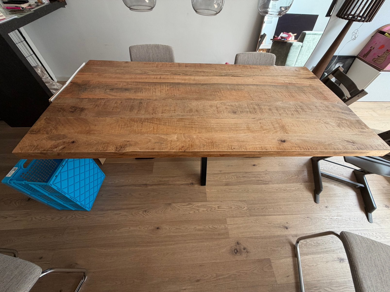 Mango hout eettafel, Huis en Inrichting, Tafels | Eettafels, Zo goed als nieuw, 100 tot 150 cm, 200 cm of meer, Rechthoekig, Ophalen of Verzenden