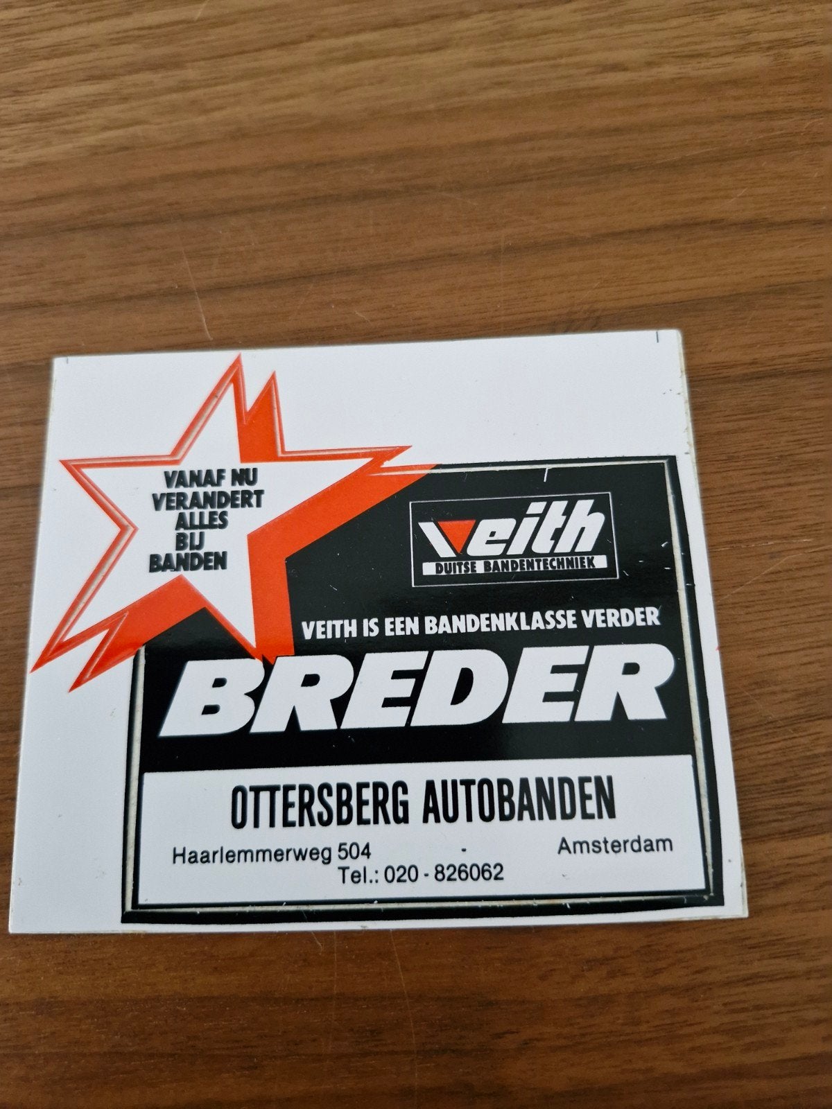 8632 Vintage Veith Breder Autobanden Sticker - Amsterdam, Verzamelen, Ophalen of Verzenden, Gebruikt, Auto of Motor