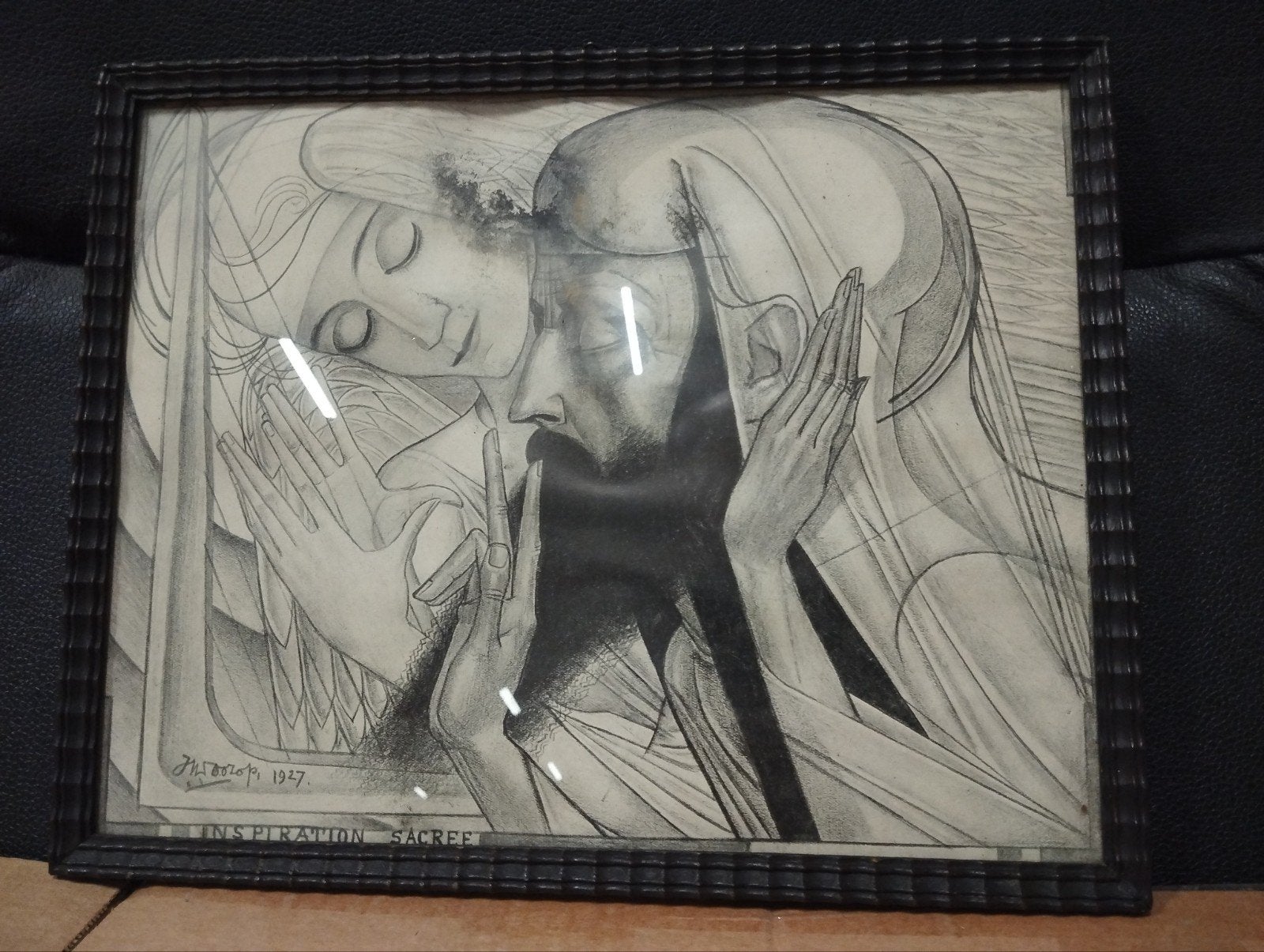Jan Toorop Inspiration Sacree - Gesigneerde Potloodtekening, Ophalen of Verzenden, Tekening, Potloodtekening, Gesigneerd
