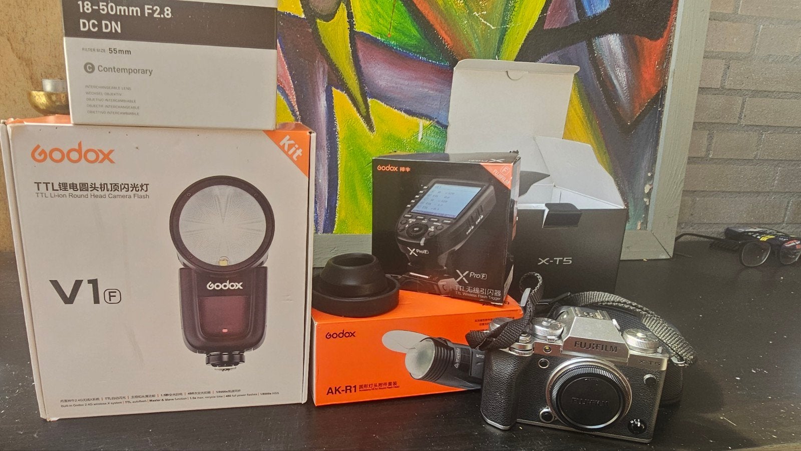 Fujifilm X-T5 Studioset Zgan + Sigma f/2.8 + Godox V1 Kit, Ophalen of Verzenden, Zo goed als nieuw, Geen optische zoom