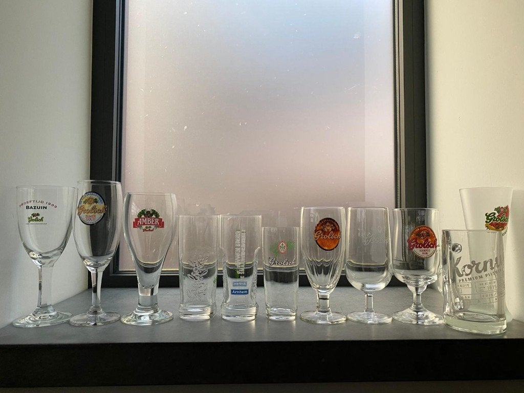 11 verschillende Grolsch bierglazen, Verzamelen, Biermerken, Ophalen of Verzenden, Nieuw, Glas of Glazen, Grolsch