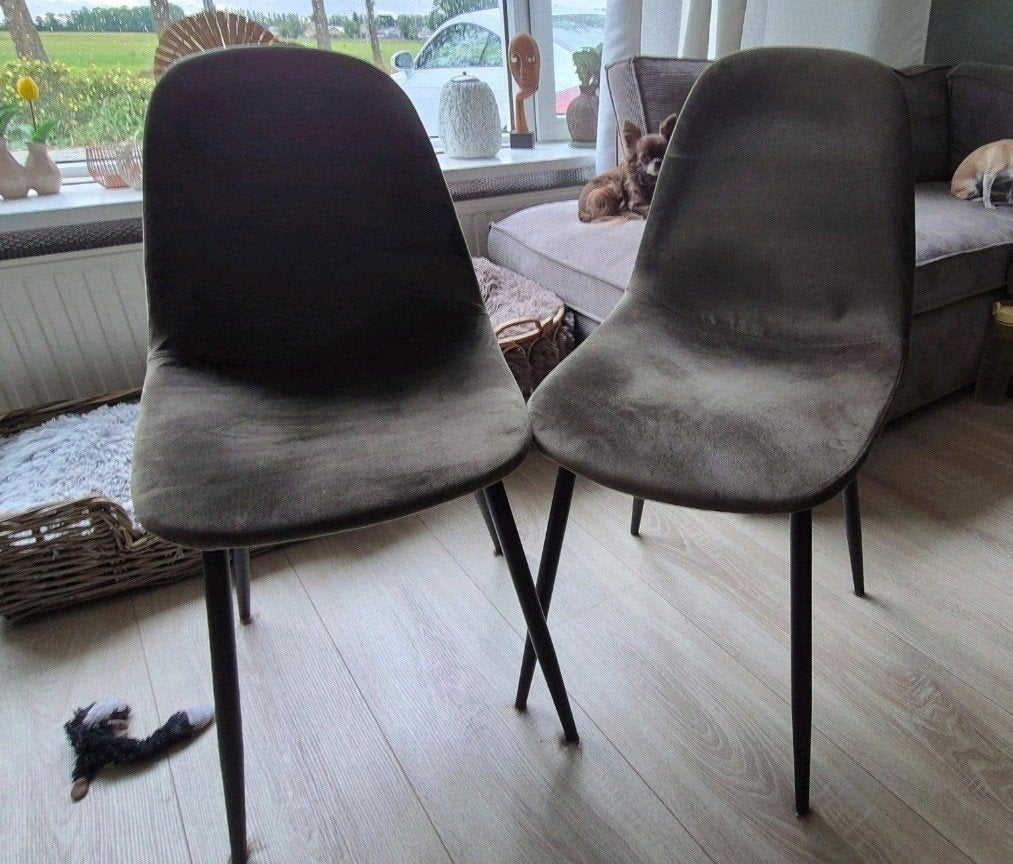 Olijfgroene eetkamerstoelen, Huis en Inrichting, Ophalen, Zo goed als nieuw, Overige kleuren, Vier