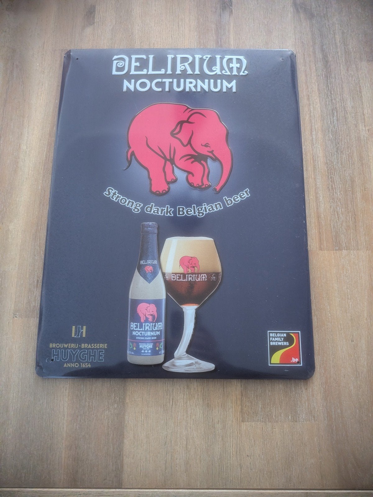 Delirium Nocturnum Reclamebord - Sterk Belgisch Bier, Ophalen of Verzenden, Zo goed als nieuw, Reclamebord