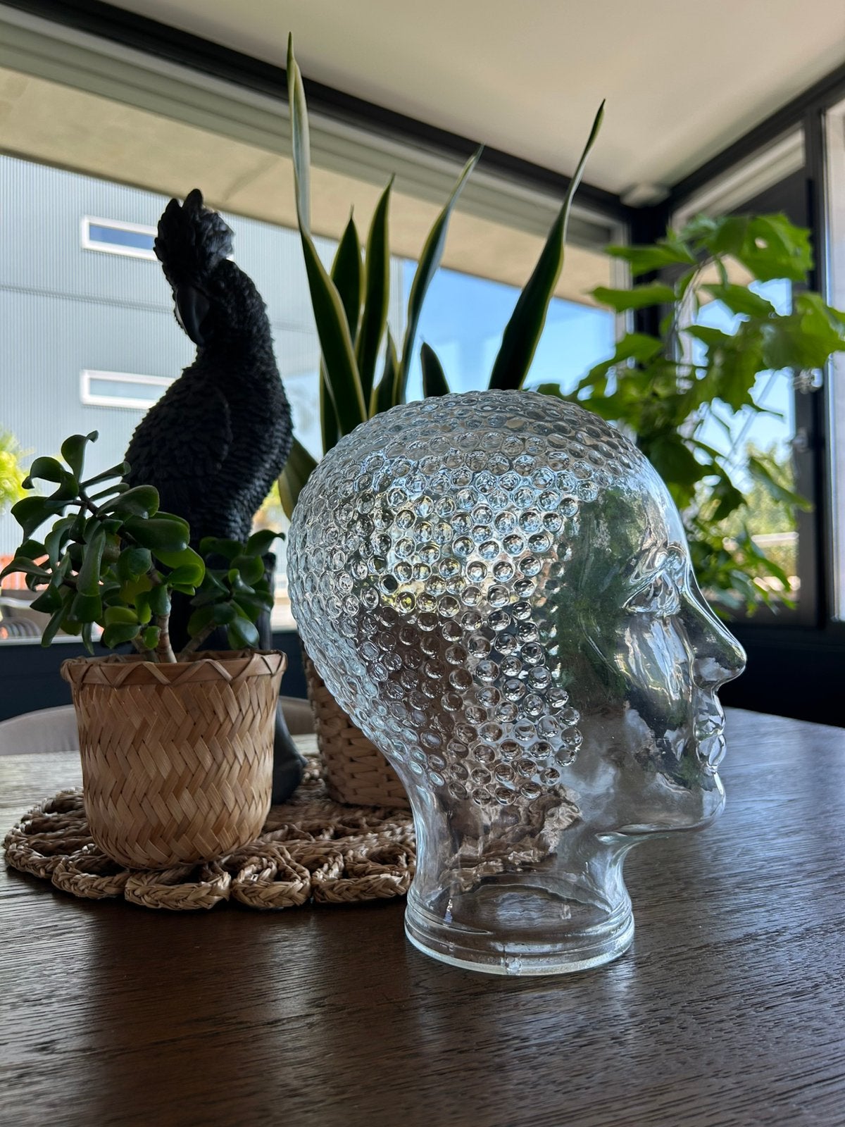 Glazen hoofd voor koptelefoon of pruik, Ophalen, Zo goed als nieuw, Glas, Vintage