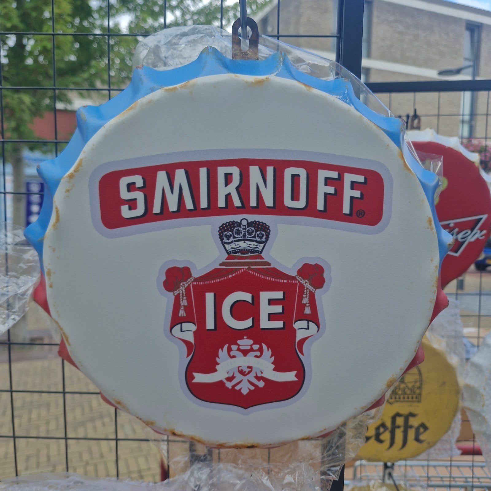 Smirnoff Ice reclamebord - Kroonkurk design, Ophalen of Verzenden