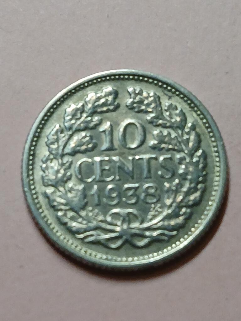 Dubbeltje 1938, Zilver, Ophalen of Verzenden, 10 cent, Koningin Wilhelmina