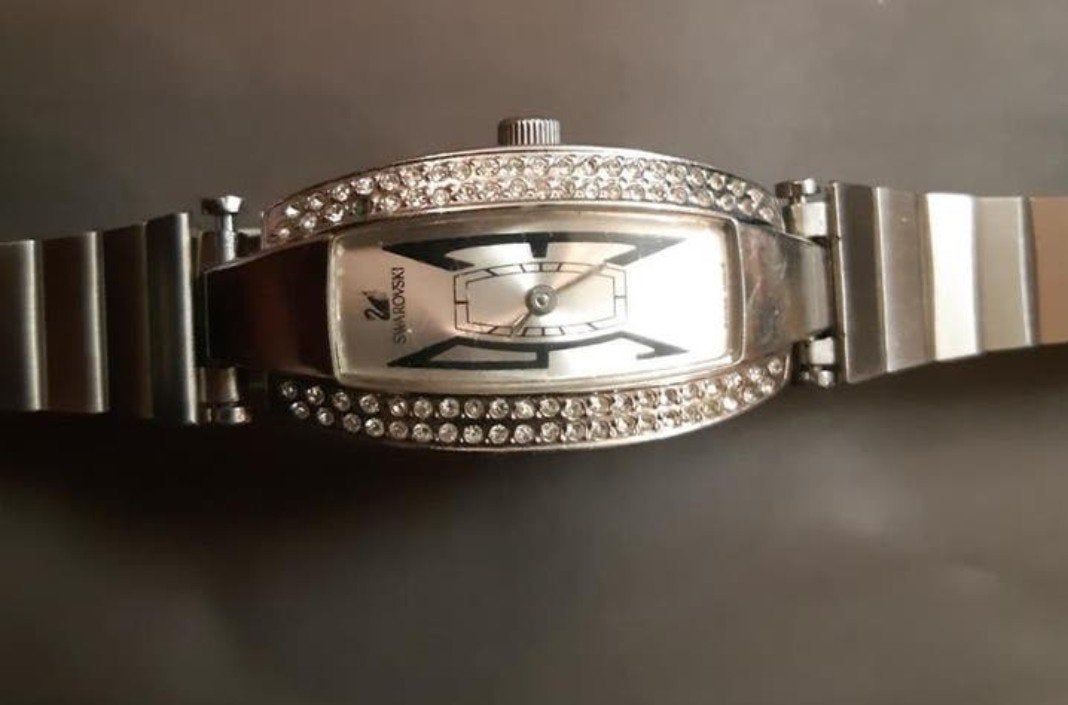 Swarovski Polshorloge met Strass - Goed Werkend, Staal, Gebruikt, Staal, Polshorloge