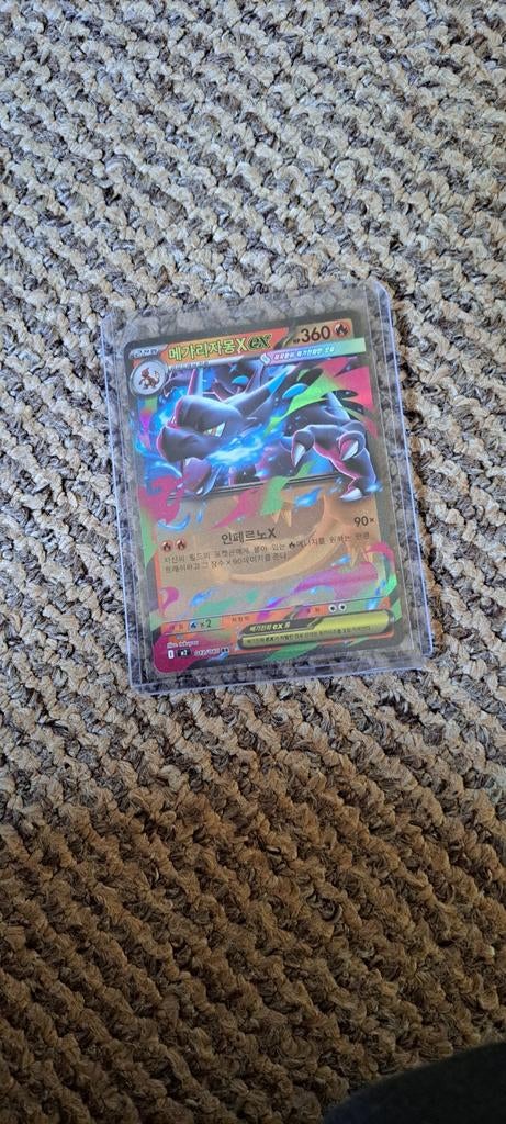 Mega Charizard X EX Pokemon Kaart Koreaans, Ophalen, Zo goed als nieuw, Losse kaart