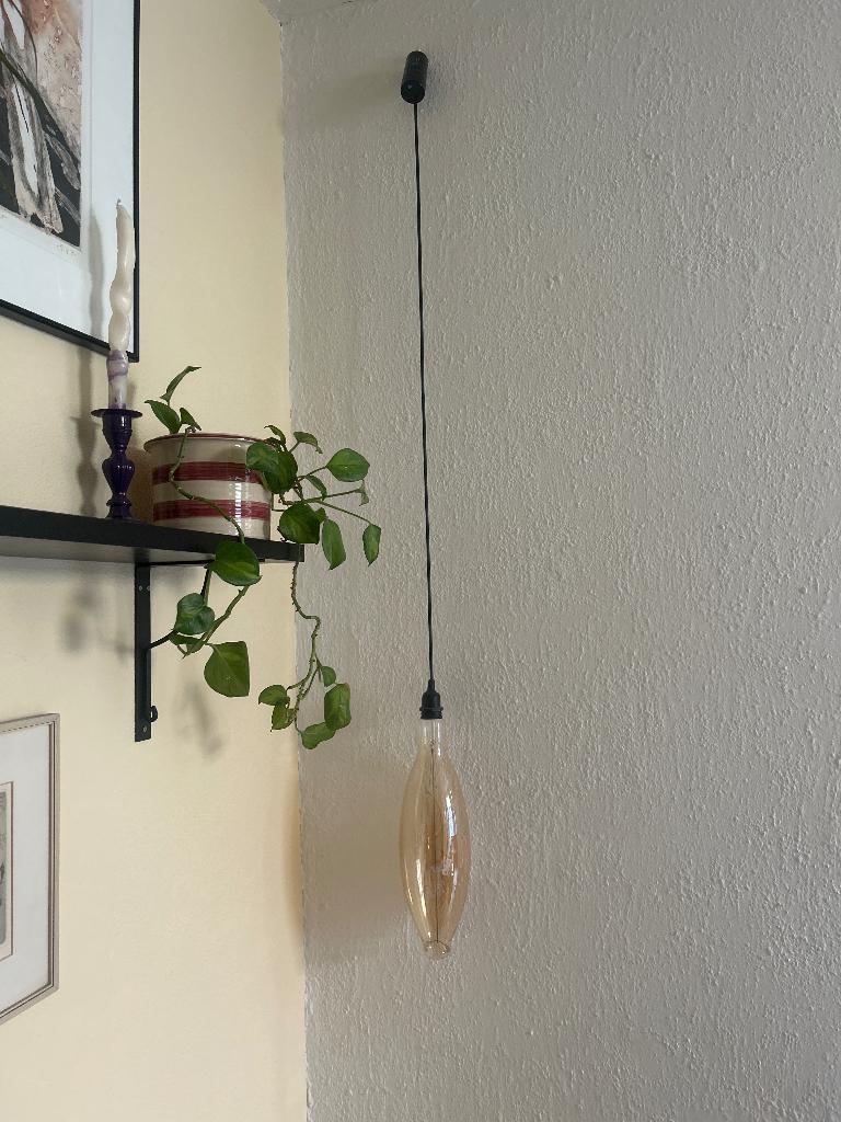 Sfeervolle draadloze hanglamp op batterij – amber glas, Ophalen of Verzenden, Nieuw, Glas, Minder dan 50 cm