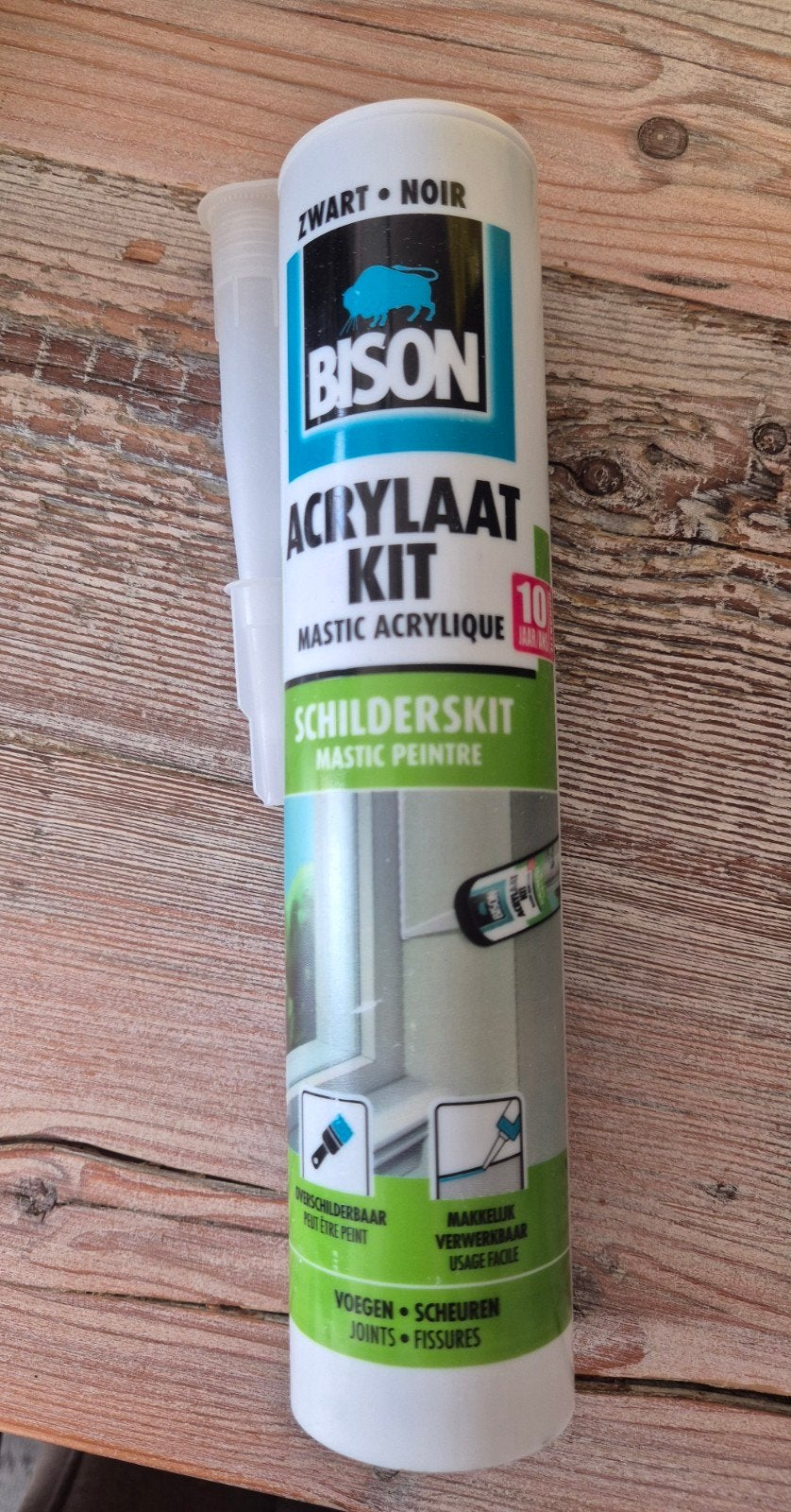 5x Bison Acrylaat Kit Zwart - Overschilderbaar schilderskit, Zwart, Nieuw, Ophalen of Verzenden, Verf
