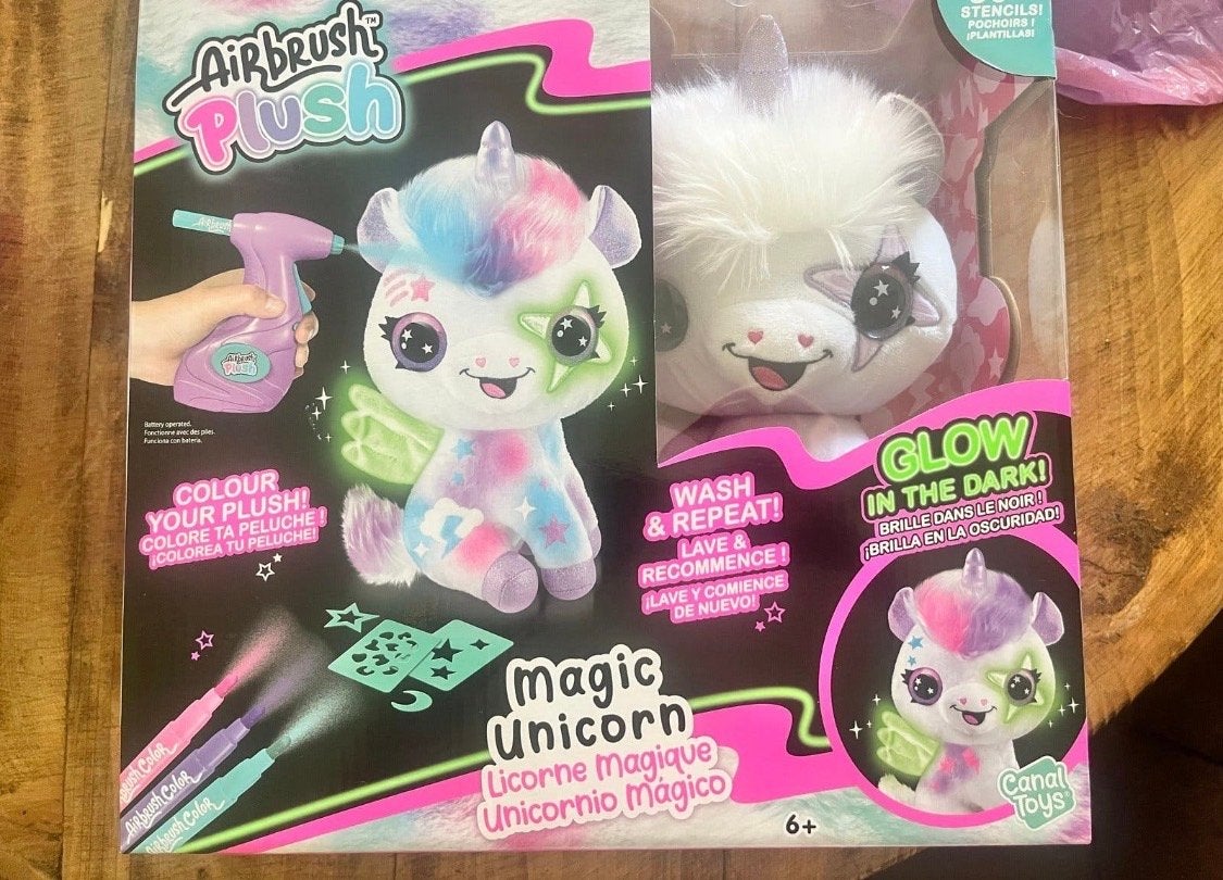 Airbrush Plush Magic Unicorn - Glow in the Dark sint tip, Overige karakters, Nieuw, Ophalen of Verzenden, Middelgroot (20 tot 80 cm)