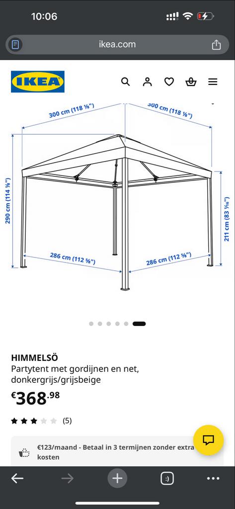 Klusser gezocht opzetten IKEA HIMMELSÖ Partytent, Partytent, Minder dan 4 meter, Zo goed als nieuw, 2 meter of meer