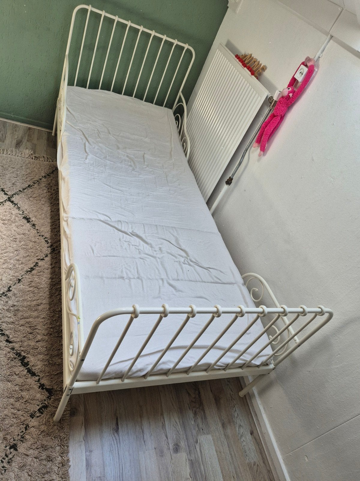 Ikea meegroeibed, wit metaal, verstelbaar, Huis en Inrichting, Ophalen, Eenpersoons, Wit, 80 cm