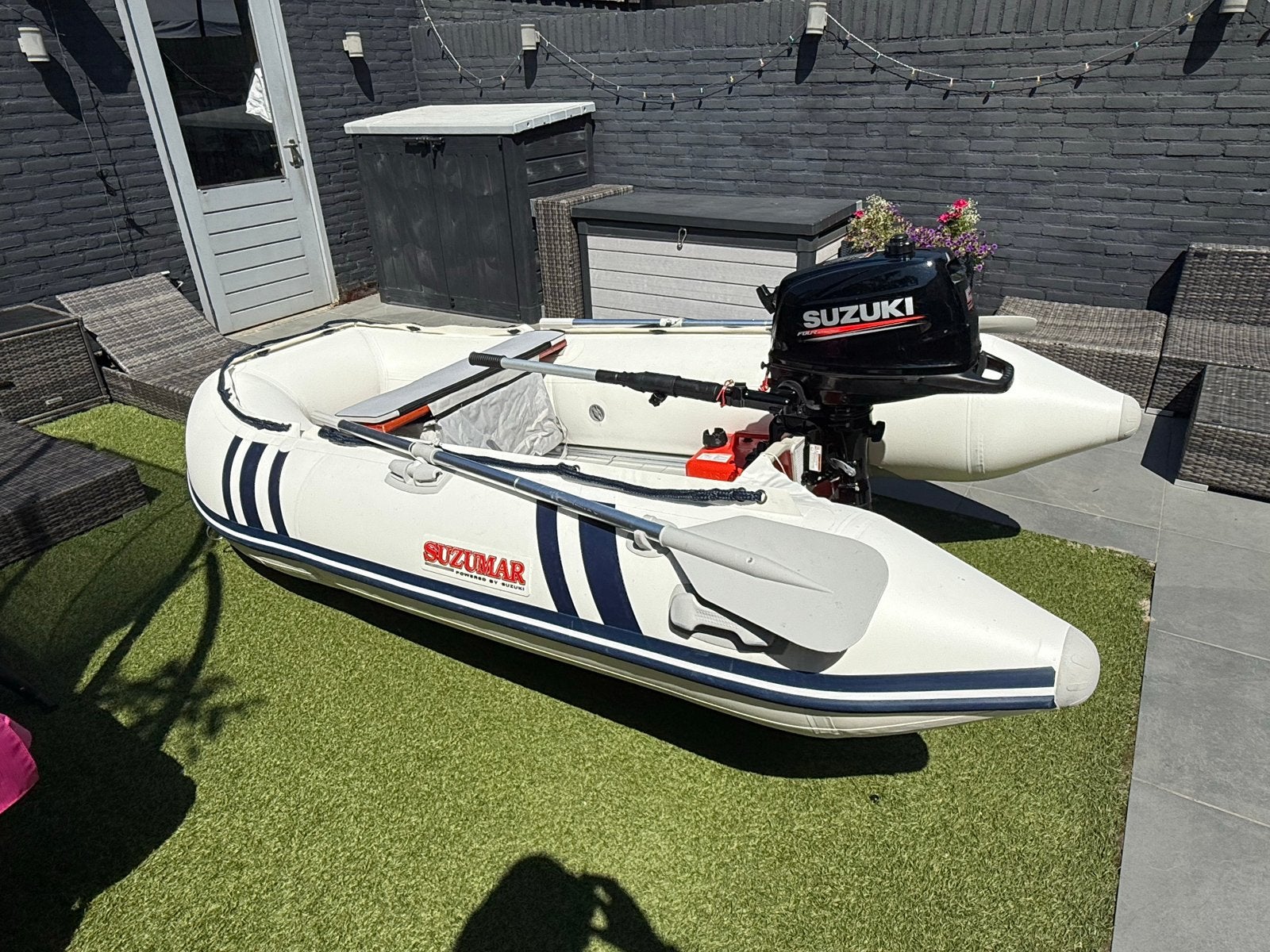 Suzumar 290 rubberboot & Suzuki 5pk BB-motor SUPER compleet!, Watersport en Boten, Rubberboten, Zo goed als nieuw, Suzumar, Aluminium