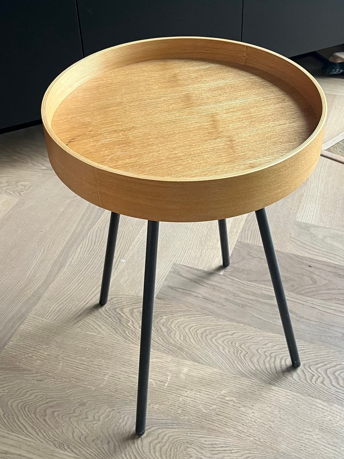 Salontafel Zuiver met eiken blad en metalen onderstel, Ophalen, Minder dan 50 cm, Gebruikt, 50 tot 100 cm