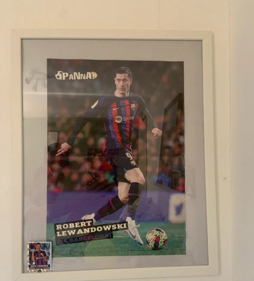 Robert Lewandowski FC Barcelona Poster en Spelerskaart, Ophalen of Verzenden, Zo goed als nieuw, Buitenlandse clubs, Poster, Plaatje of Sticker