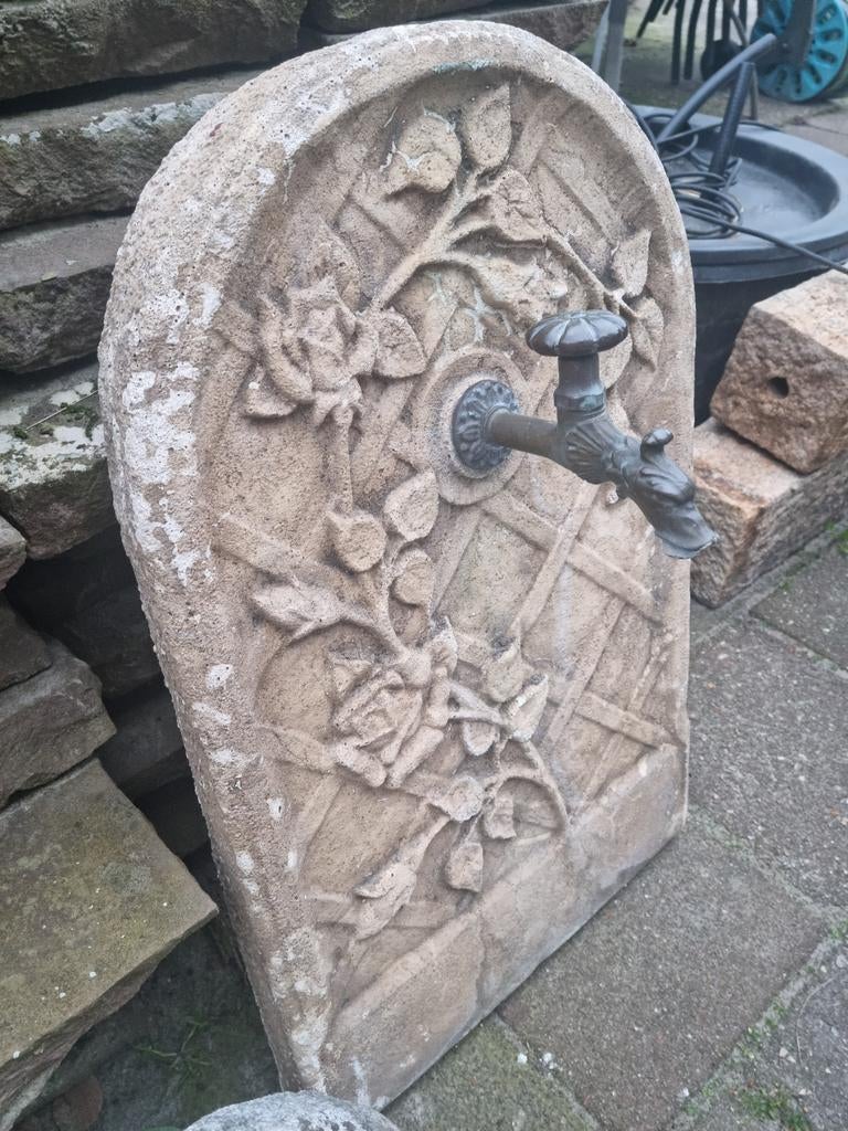 Fantastische oude koperen kraan met opvangbak uit Frankrijk, Ophalen, Zo goed als nieuw, Beton, Overige typen