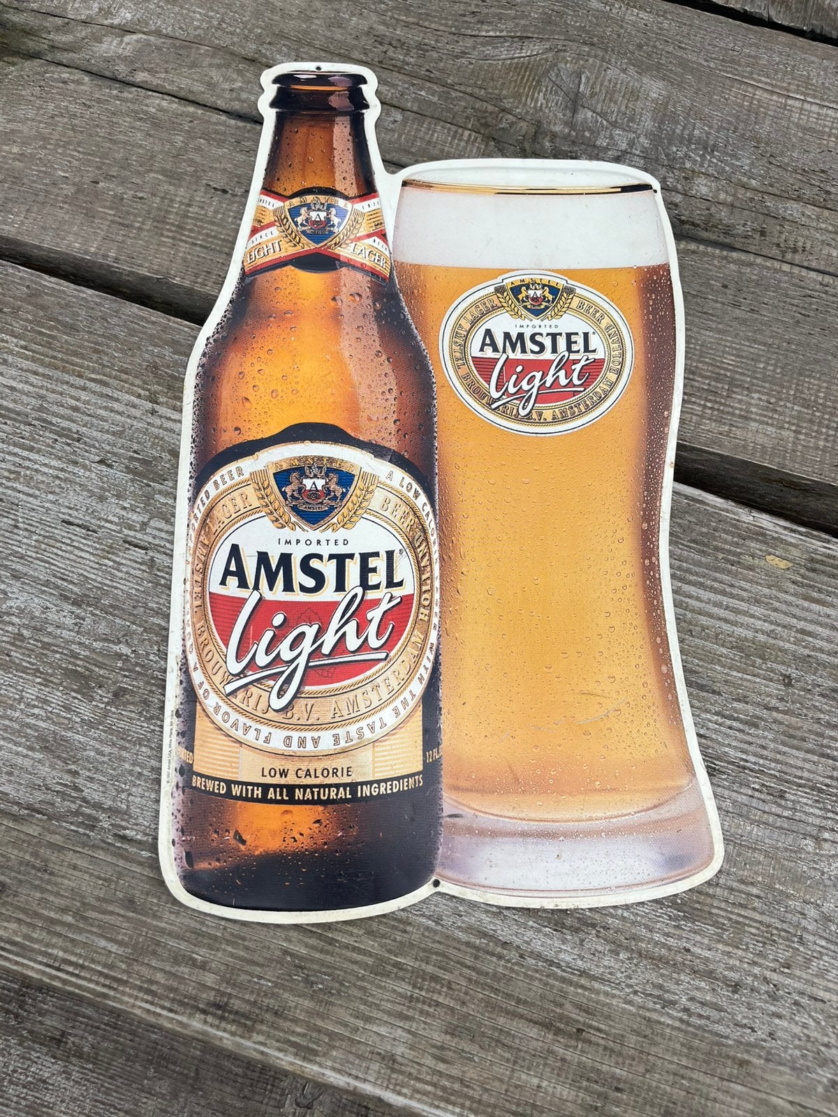 Amstel light metalen reclame vintage retro €22,50, Ophalen of Verzenden, Gebruikt, Reclamebord