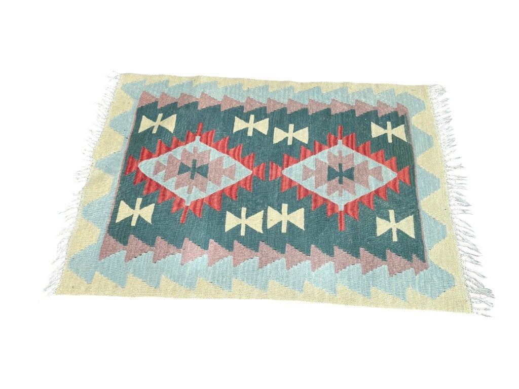Vintage Vloerkleed Kelim Klein Kleed Tapijt 110x87, Gebruikt, 200 cm of meer, Ophalen of Verzenden, Rechthoekig