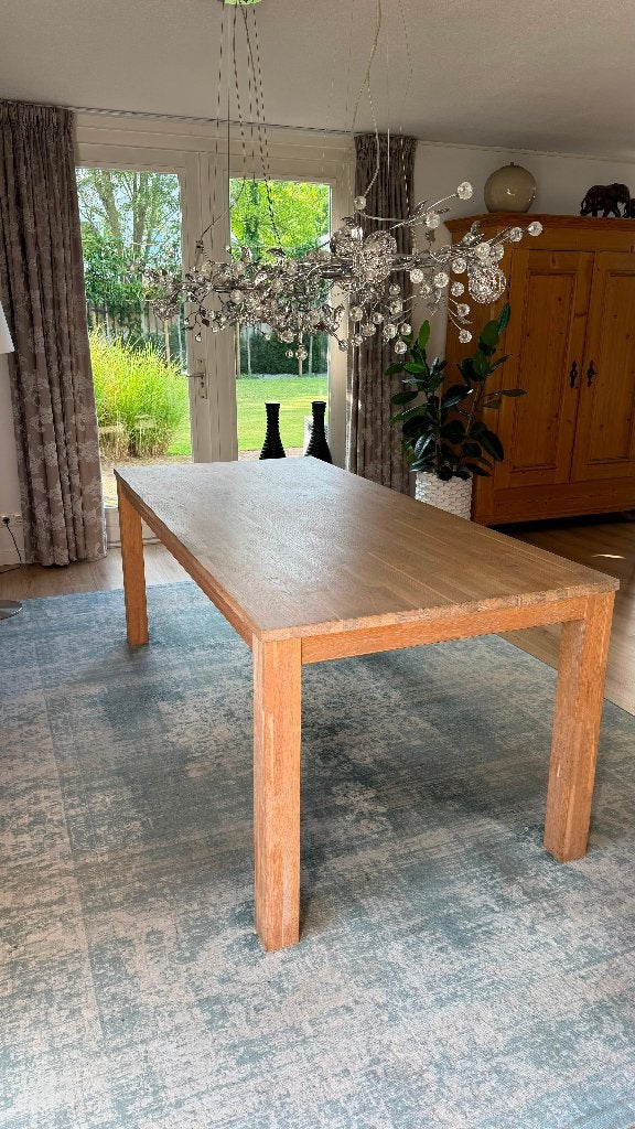 Mooie eiken white wash eetkamer tafel 200 x 90 cm, Ophalen, 50 tot 100 cm, Zo goed als nieuw, 150 tot 200 cm