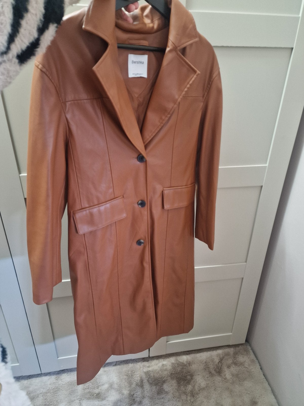 Bershka leren jas bruin maat xs, Verzenden, Zo goed als nieuw, Maat 34 (XS) of kleiner, Bruin
