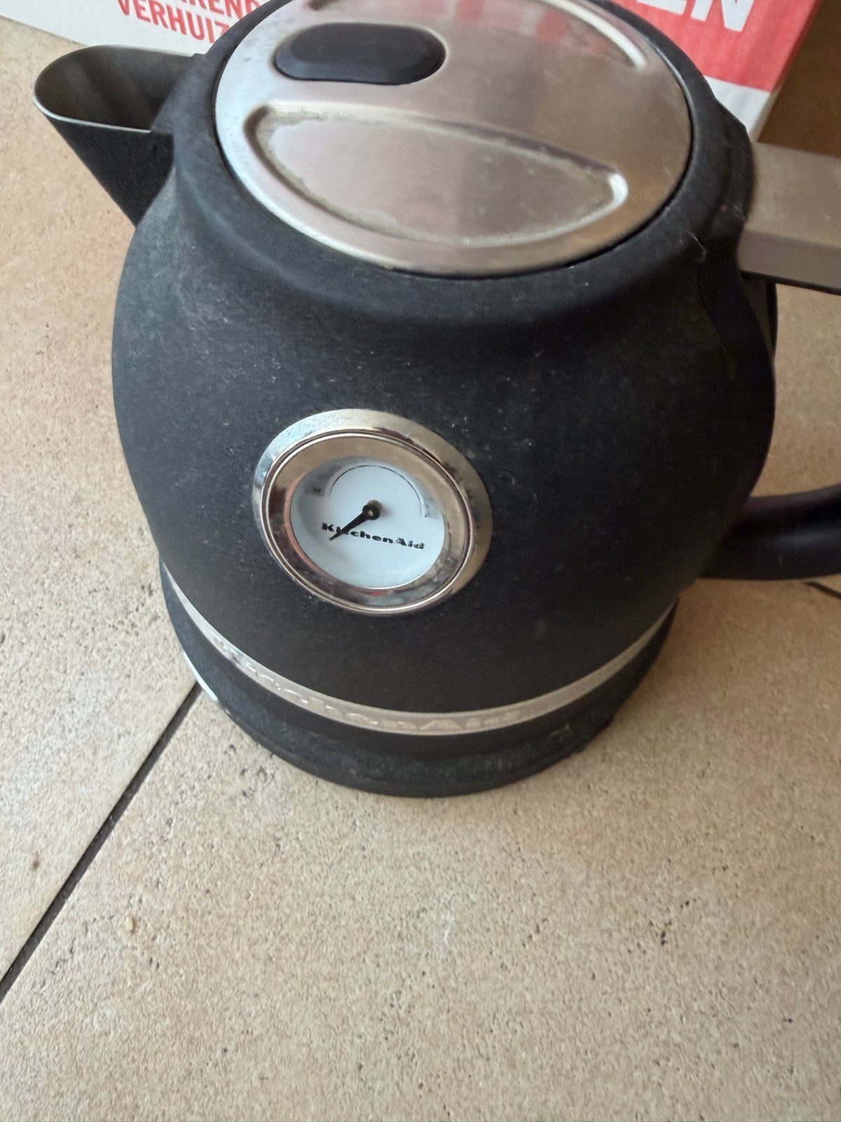 KitchenAid Waterkoker Zwart met Temperatuurmeter, Witgoed en Apparatuur, Waterkokers, 1 tot 2 liter, Ophalen of Verzenden, Gebruikt