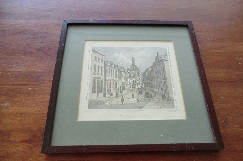staalgravure St Antonius Kapel 's-Hertogenbosch / Den Bosch, Ophalen, Ingelijst, Stadsgezicht, Gravure