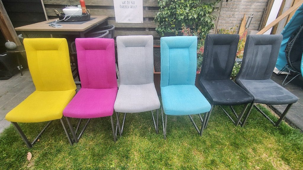 Henders en Hazel 6 eetkamerstoelen, Ophalen, Gebruikt, Overige kleuren, Stof