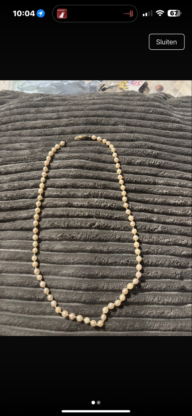 Tijdloos Parelcollier met 14K Witgouden Filigrain Sluiting, Sieraden, Tassen en Uiterlijk, Ophalen of Verzenden, Gebruikt, Wit