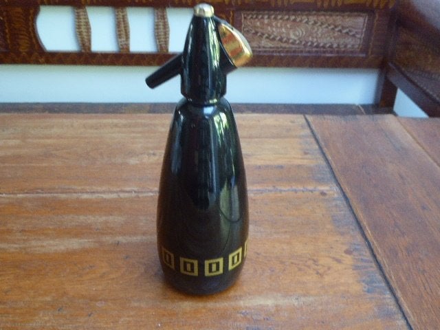 Vintage BOC zwart-gouden soda siphon, soda sifon, Antiek en Kunst, Ophalen of Verzenden