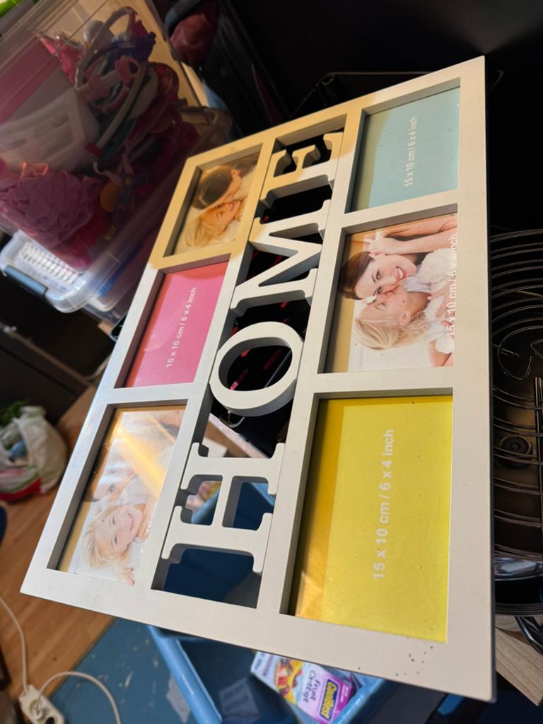 Fotolijst 'HOME' voor 6 foto's - Wit, Ophalen of Verzenden, Zo goed als nieuw, Hout